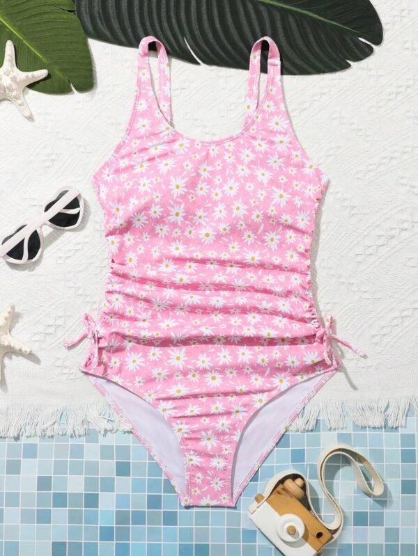 Bañador una pieza con estampado floral fruncido para chica adolescente