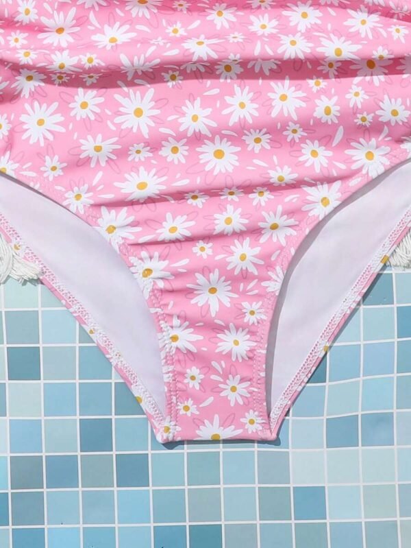 Bañador una pieza con estampado floral fruncido para chica adolescente - Imagen 2