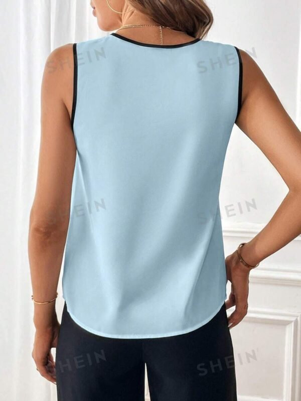 Blusa de mujer sin manga unido en contraste - Imagen 3