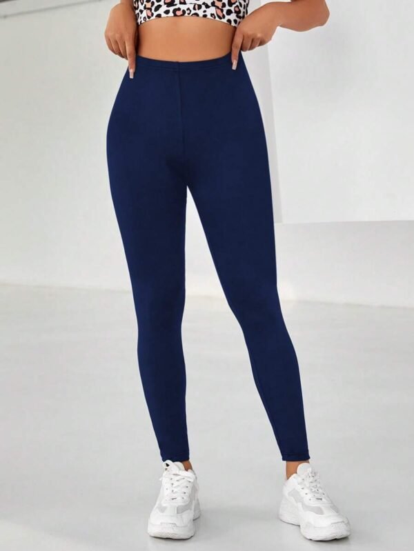 Leggings deportivos unicolor de cintura ancha - Imagen 2