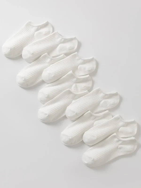 10 pares de calcetines de corte bajo blanco de rayas de mujeres - Imagen 3
