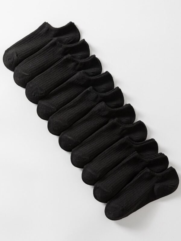 10 pares de calcetines negros de rayas corte bajo de mujeres - Imagen 2