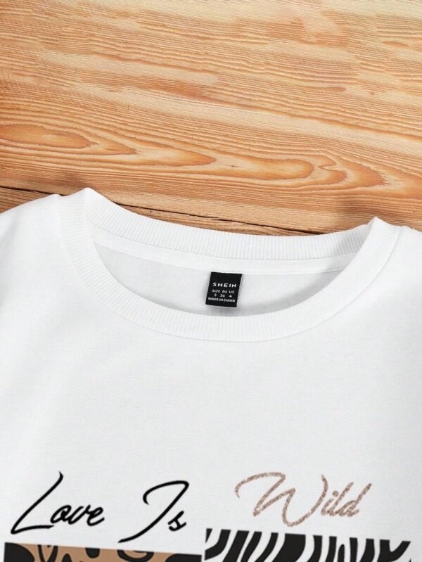 Sudadera holgada para mujer con estampado de cebra blanca - Imagen 2