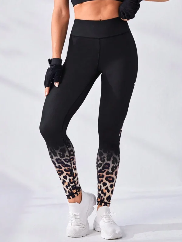 Leggings deportivos con estampado de leopardo de cintura ancha - Imagen 3
