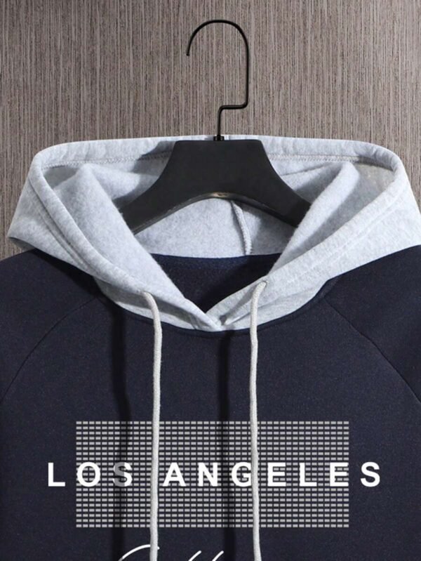 Sudadera Con Capucha Con Cordón Y Estampado De Letras Para Hombre - Imagen 2