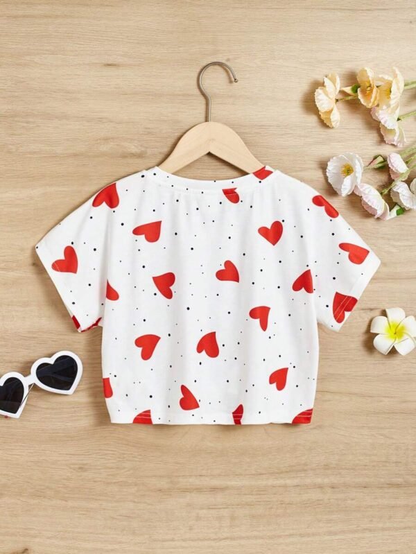 Camiseta Holgada Con Estampado De Corazones Para Niña - Imagen 3