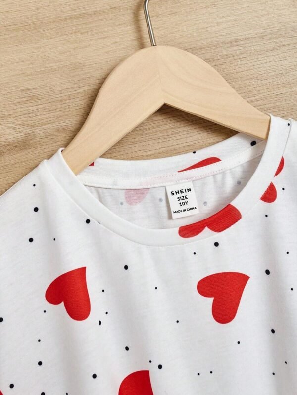 Camiseta Holgada Con Estampado De Corazones Para Niña - Imagen 2