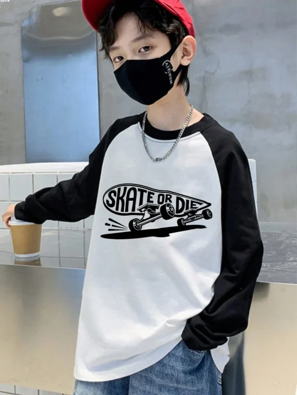 Camiseta Estampada De Manga Larga Para Niños