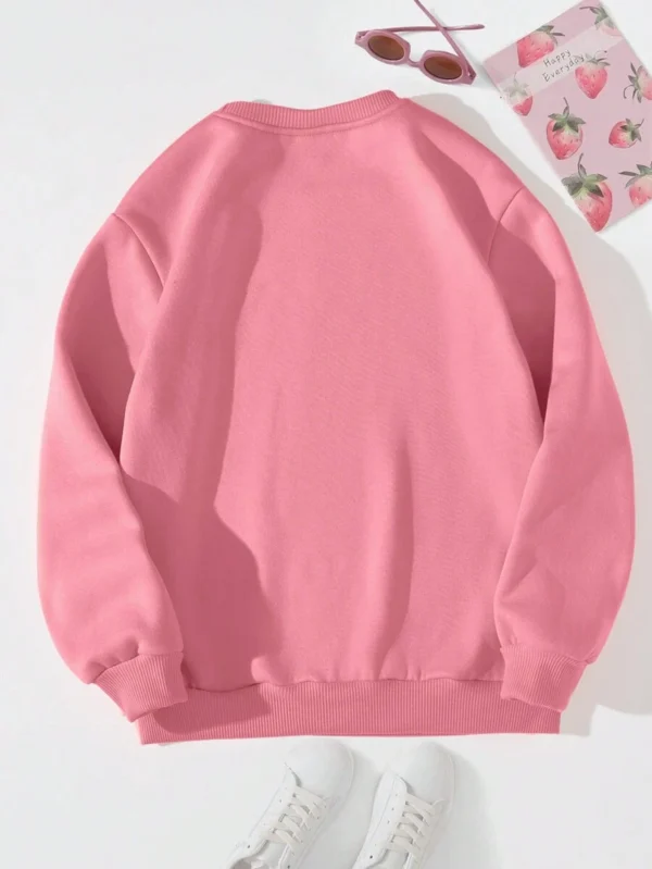 Sudadera Con Cuello Redondo, Estampado De Corazones Y Cuadros Para Niña - Imagen 3