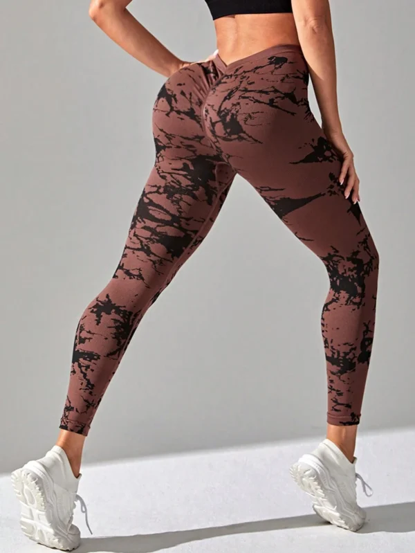 Leggings deportivos de tie dye de cintura ancha - Imagen 3