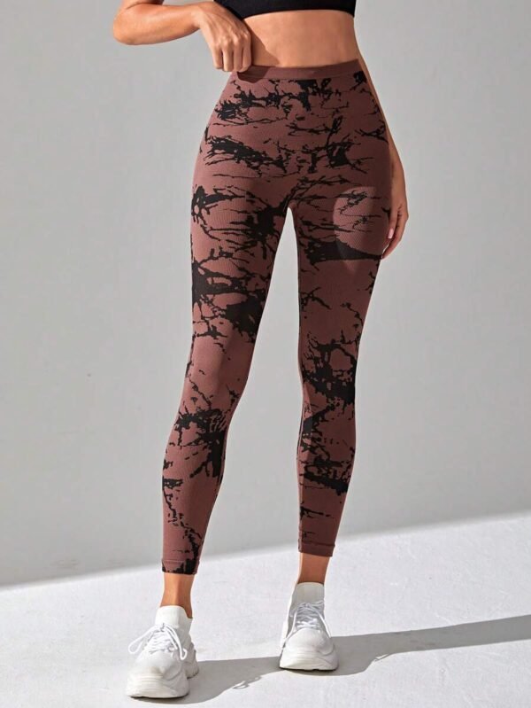 Leggings deportivos de tie dye de cintura ancha