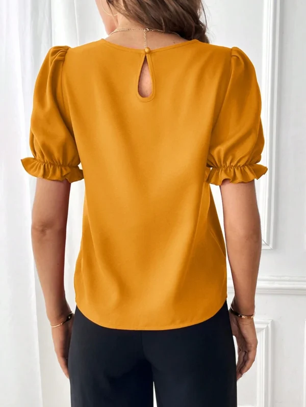 Blusa De Manga Corta Con Cuello Redondo Para Mujer - Imagen 2