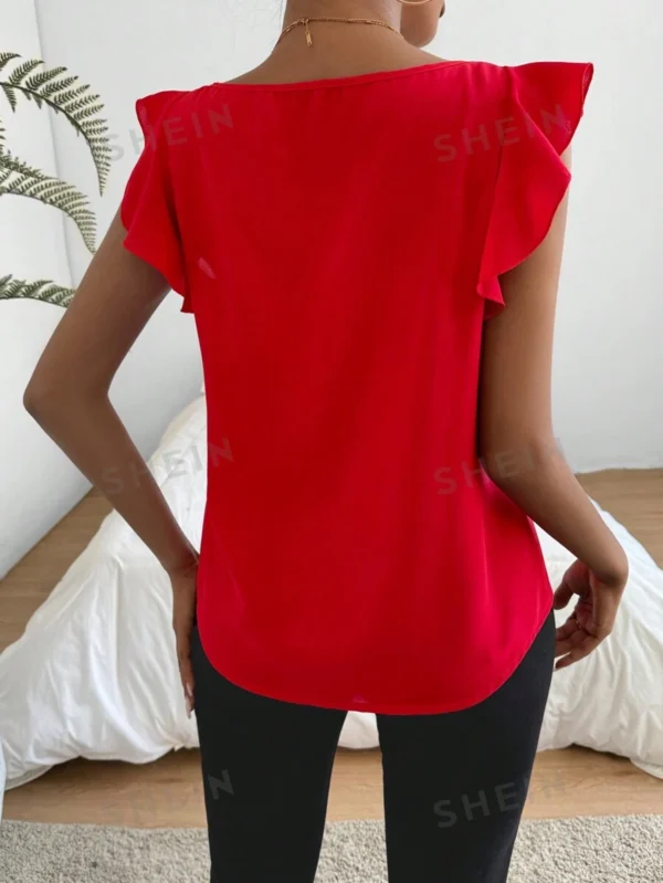 Blusa De Mujer Con Decoración De Dobladillo Con Volantes - Imagen 2