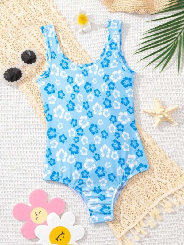 Traje De Baño De Una Pieza Estilo Suéter Tejido Casual Para Niñas