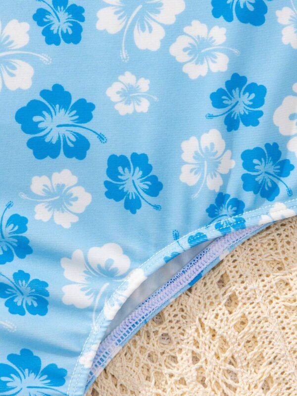 Traje De Baño De Una Pieza Estilo Suéter Tejido Casual Para Niñas - Imagen 2