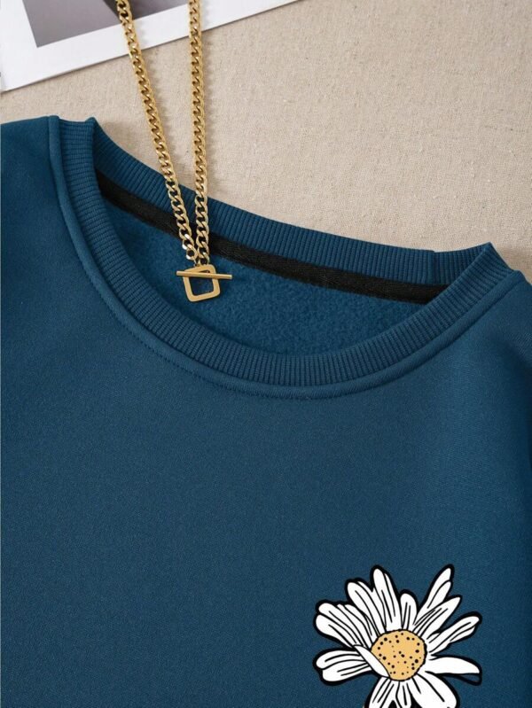 Sudadera con cierre y estampado floral y de letras - Imagen 2
