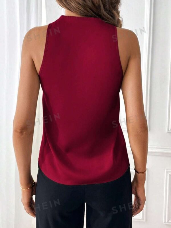 Blusa de mujer de unicolor con cuello en V sin mangas - Imagen 3