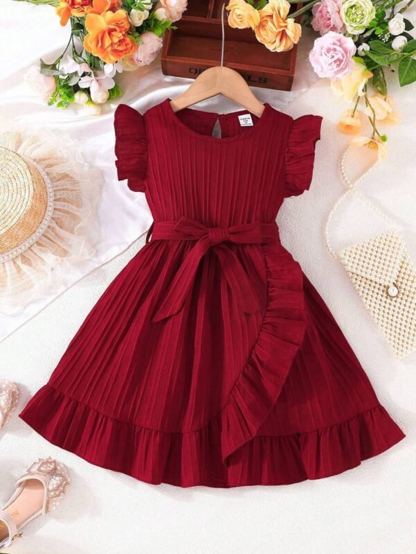Vestido Casaul De Dobladillo De Volantes Cómodo Para Niñas