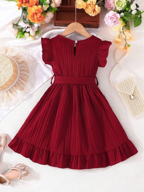 Vestido Casaul De Dobladillo De Volantes Cómodo Para Niñas - Imagen 3