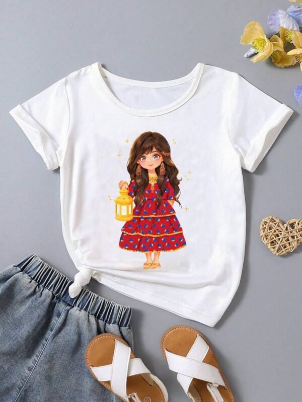 Camiseta Impresa Con Caricatura De Personaje Para Niñas