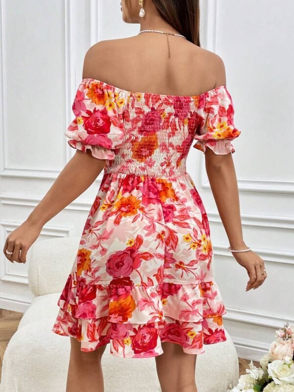 Vestido con estampado floral, hombros descubiertos - Imagen 3