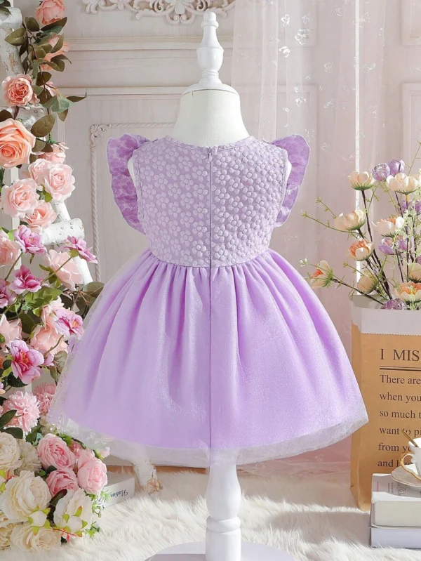 Vestido Floral Elegante De Malla Para Niña Bebé - Imagen 3