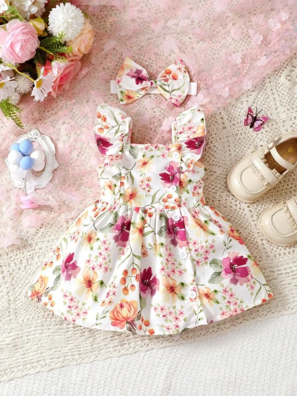 Vestido De Verano Con Volantes Y Tirantes Finos Para Niña Bebé