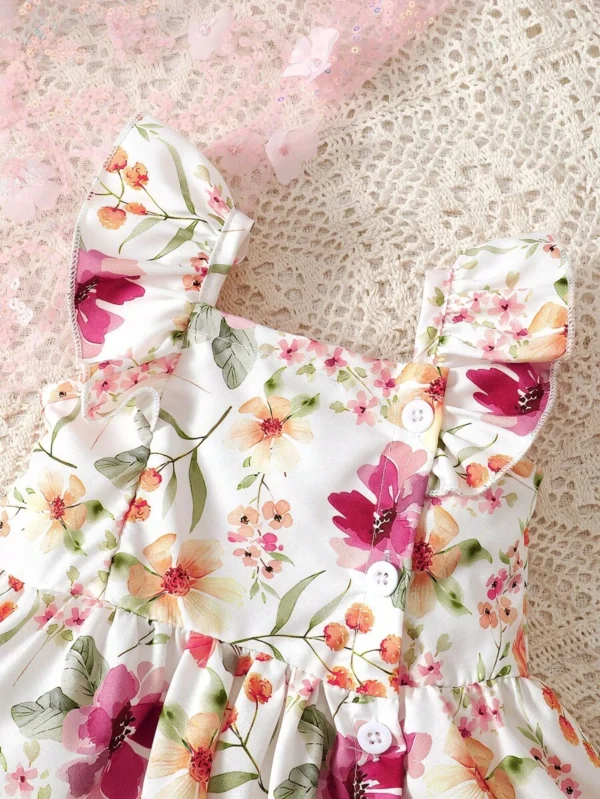 Vestido De Verano Con Volantes Y Tirantes Finos Para Niña Bebé - Imagen 2