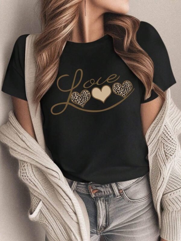 Camiseta de manga corto con cuello redondo para mujer