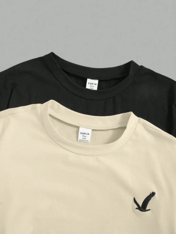 Camiseta De Manga Corta De Bordado De Pájaros Para Adolescentes - Imagen 2