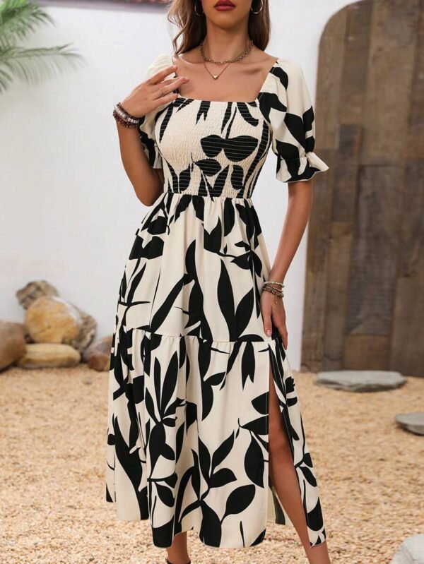 Vestido largo de verano con estampado de plantas - Imagen 2
