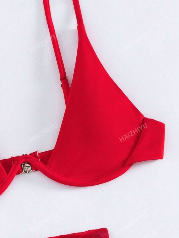 Conjunto de 3 piezas para playa en unicolor para mujer - Imagen 2