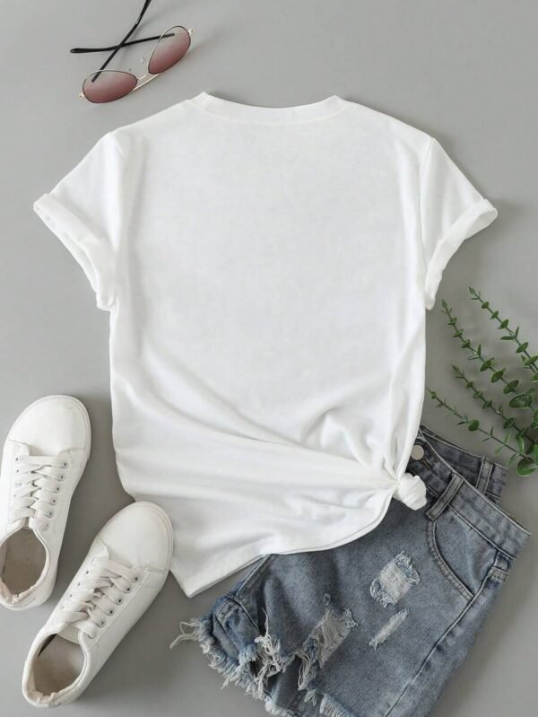 Camiseta de mujer con cuello redondo de manga corta y estampado - Imagen 3