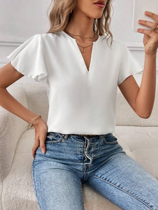 Blusa holgada de verano con escote en V para mujer