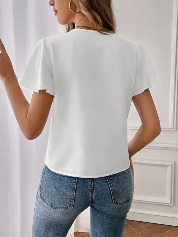 Blusa holgada de verano con escote en V para mujer - Imagen 3