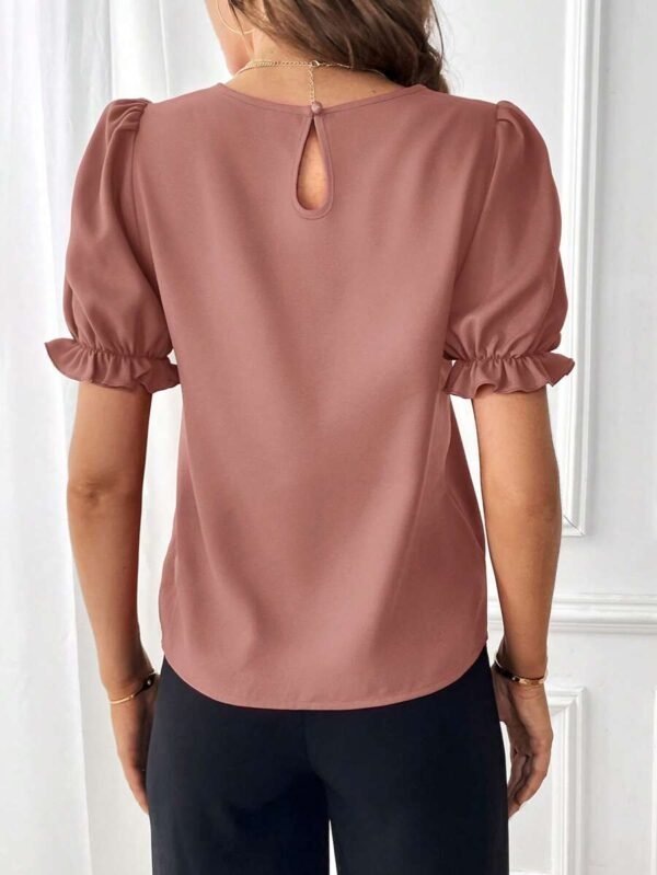 Blusa de manga corta de verano casual de cuello redondo - Imagen 3