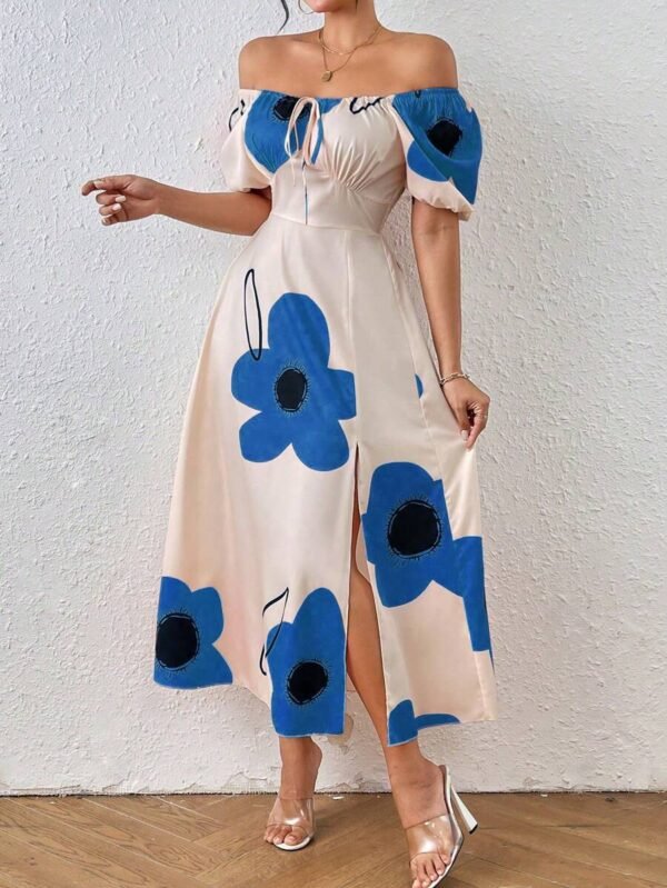 Vestido de manga corta con estampado floral para mujer
