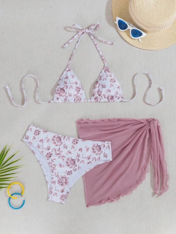 Conjunto de bikini sexy de mujer con estampado floral