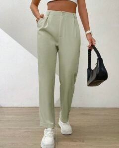 Pantalones largos casuales y cónicos de unicolor para mujer