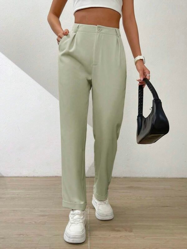Pantalones largos casuales y cónicos de unicolor para mujer