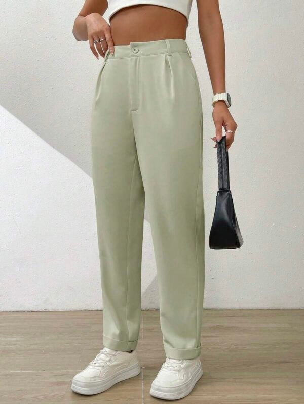 Pantalones largos casuales y cónicos de unicolor para mujer - Imagen 2