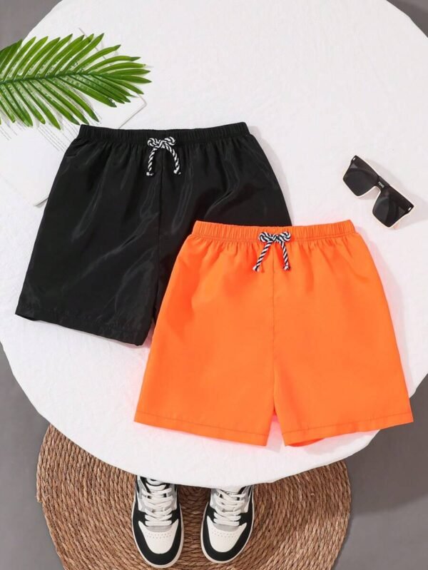 Shorts de playa tejidos sólidos informales para chico adolescente