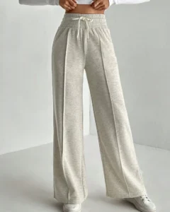 Pantalones anchos sólidos de pierna ancha con cintura con cordón