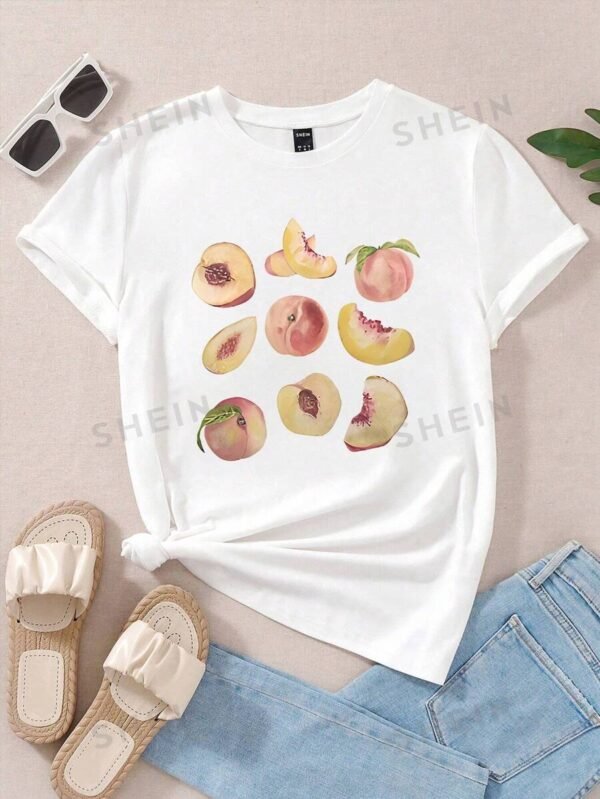 Camiseta con estampado de frutas para mujer de Talla Grande