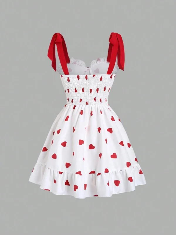 Vestido corto mini diario con estampado de corazón simple para mujer - Imagen 3