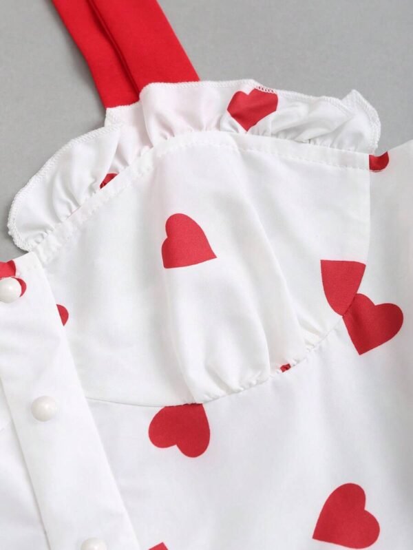 Vestido corto mini diario con estampado de corazón simple para mujer - Imagen 2