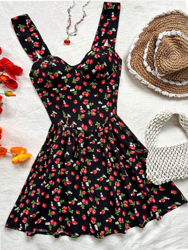 Vestido de mujer con estampado floral diminuto