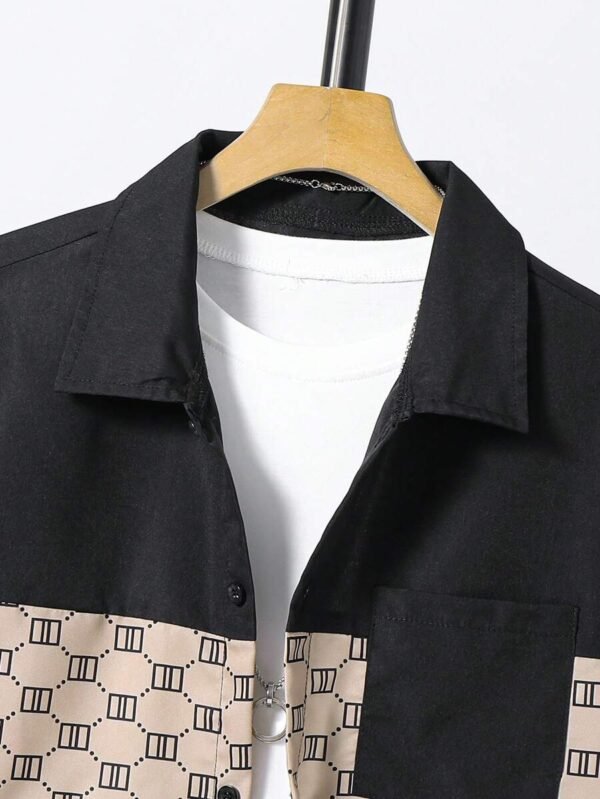 Conjunto de camisa y shorts con estampado retro para chicos adolescentes - Imagen 2