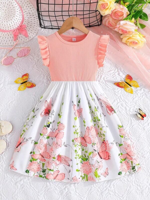 Vestido con mangas de gorra cortas para niñas