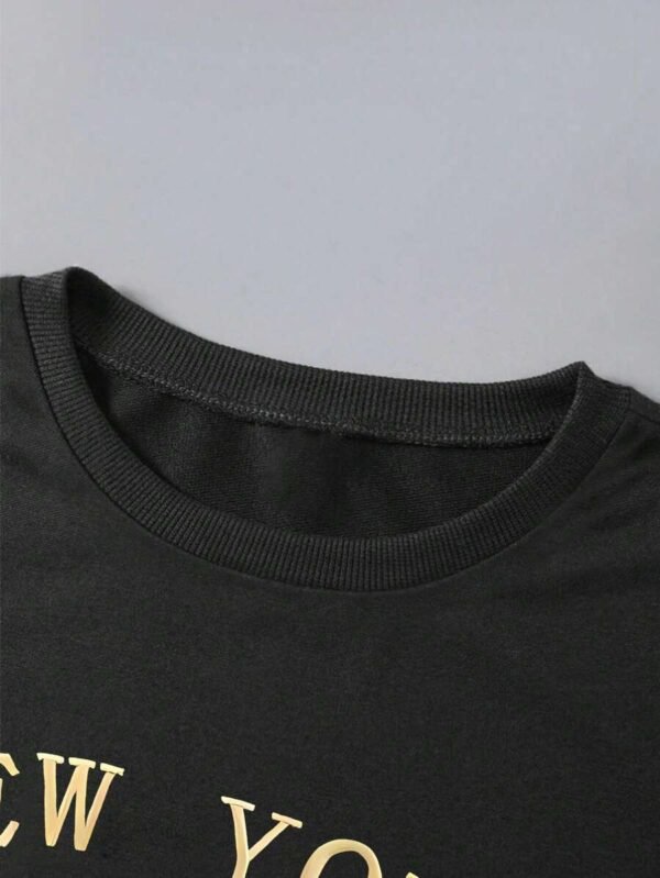 Sudadera cuello redondo con impresión de letras talla grande - Imagen 2